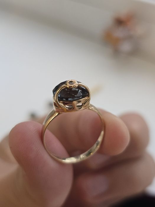 Набор золотой комплект серьги кольцо