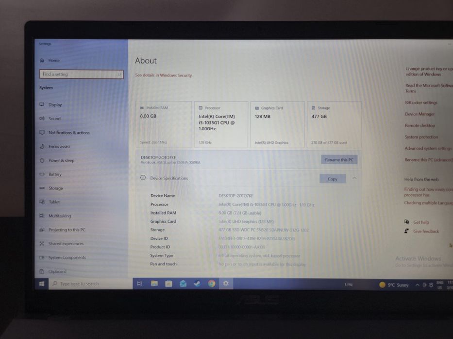 Laptop Asus vivobook x509ja