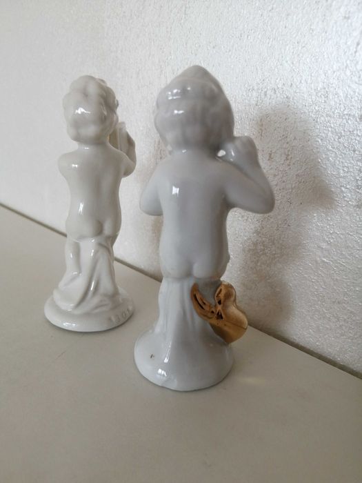 Doi ingerasi pereche ingeri bibelouri ceramica portelan bibelou