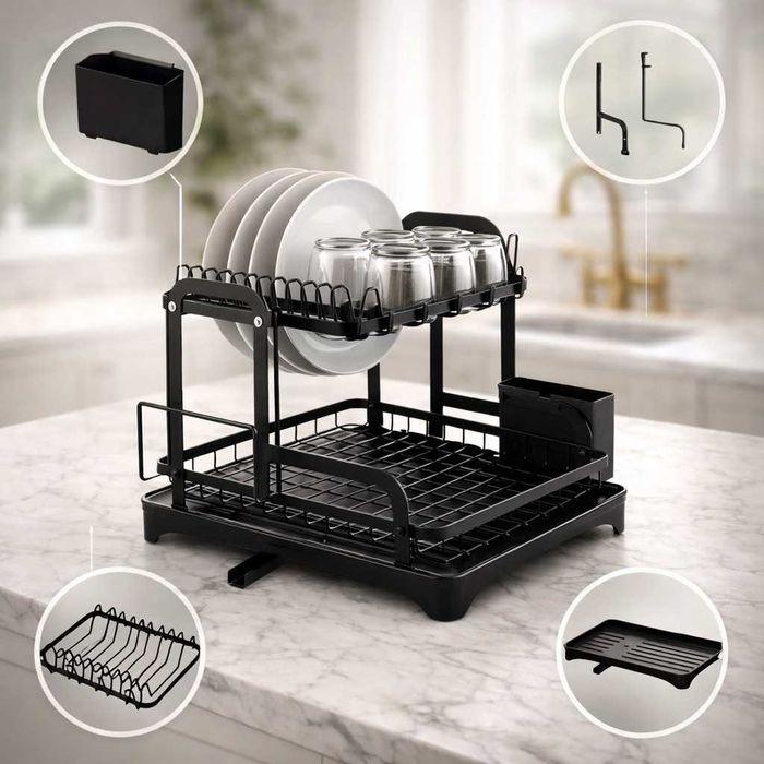 Сушилник за съдове с оттичане на водата, XXL