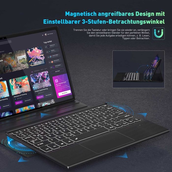 Husa cu tastatura Lenovo Tab P11 Gen 2, QWERTZ, iluminata