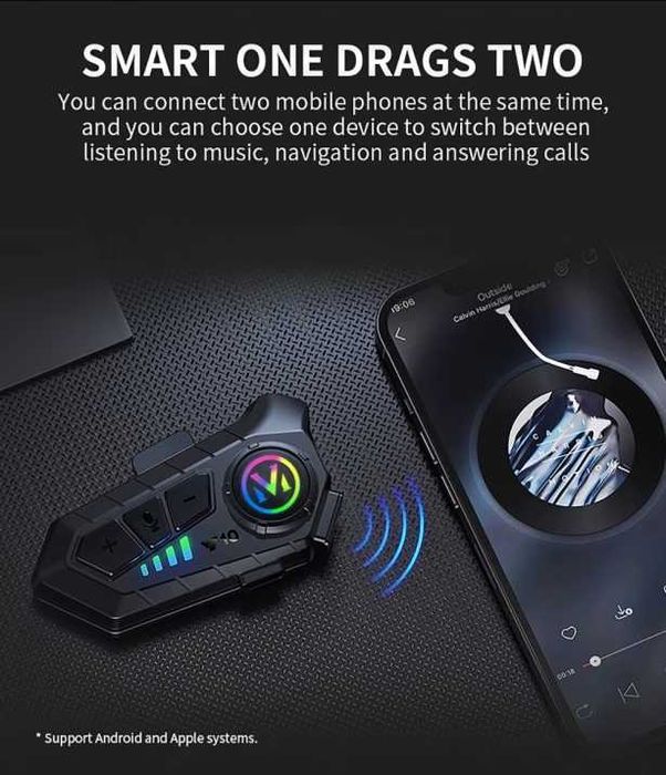 Bluetooth слушалка за моторна каска с интерком и шумопотискане