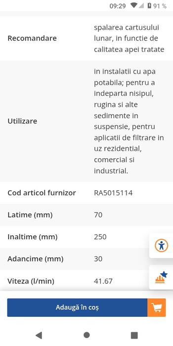 Cartus filtrare apa ATLAS Filtri RL 10 SX 50 mcr
