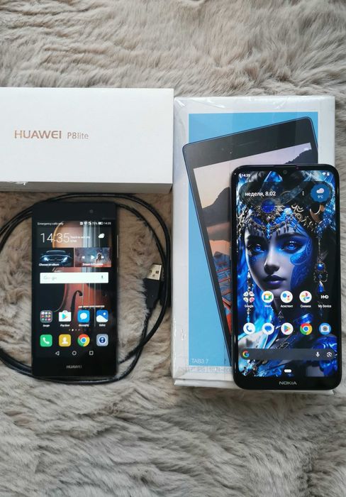 Смартфон с две sim карти Nokia 2.3, и смартфон Huawei p8lite