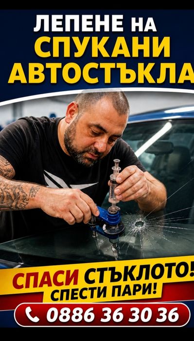 Лепене на спукани автостъкла град Пловдив