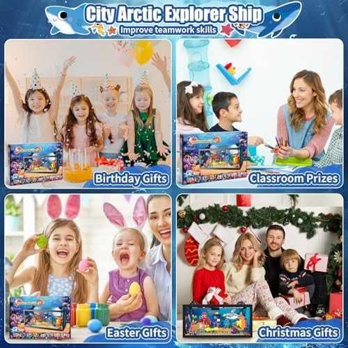 Нов Аквариум LEGO тип комплект с животни + LED светлина 8 в 1 играчка