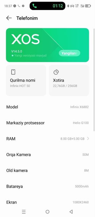 Srochne Infinix hot 50 sotiladi