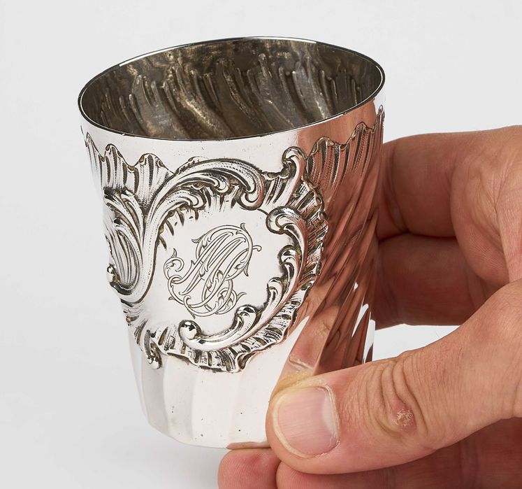 Pahar din argint 950,torsadat-Franta cca 1900-220 ml-argintart.ro