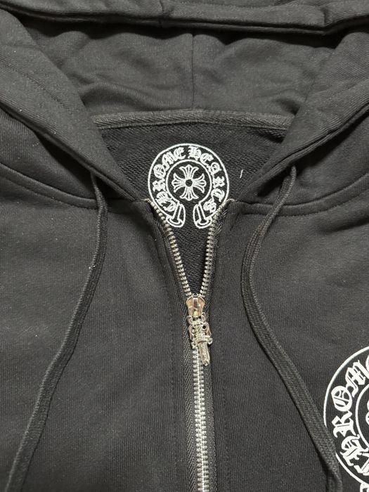 Chrome Hearts Horseshoe Floral Cross Sleeve Zip Up Hoodie