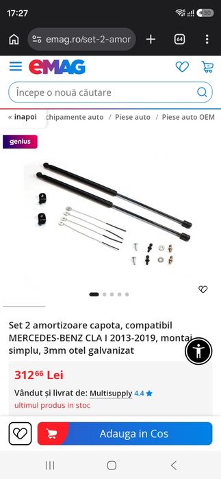 Set 2 amortizoare capota Mercedes Cla 2014-2019