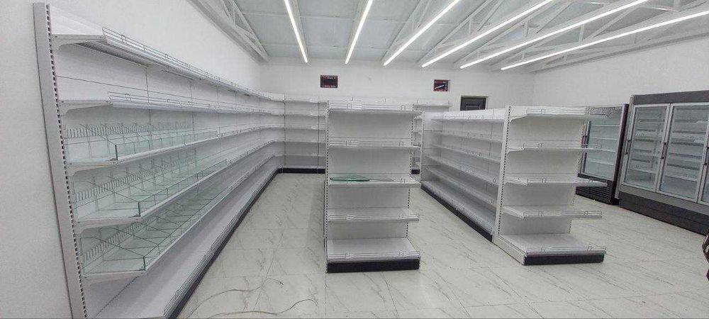 Торговые Стеллажи, оборудование металлические полки и витрина прилавки