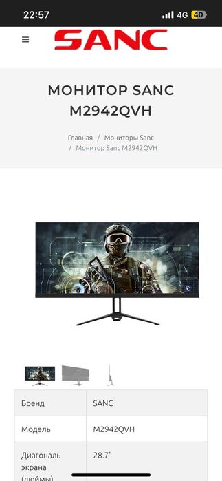 Монитор SANC M2942QVH