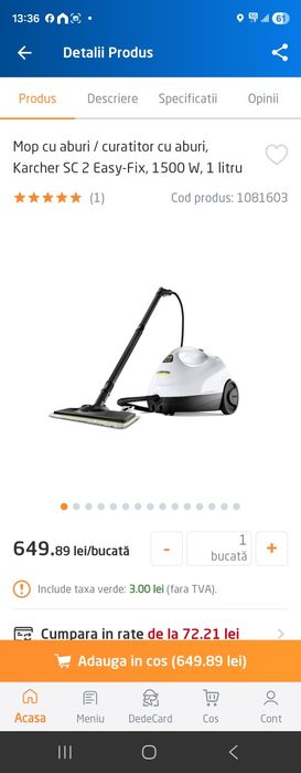 Mop cu aburi karcher sigilat