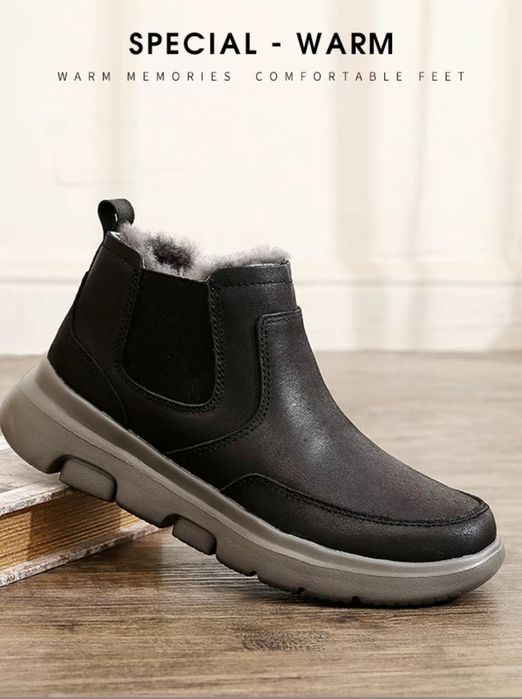 Модные полусапоги из телячьей кожи и овечьей шерсти