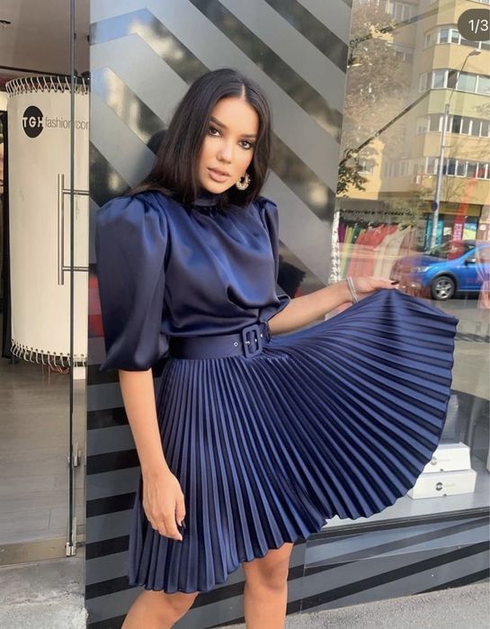 Rochie plisata blue TGH Fashion