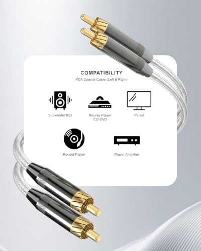 Нови Hi-Fi RCA аудио кабел 1.8 м 2 броя за усилвател саундбар субуфер сребърно ядро 24K позлата