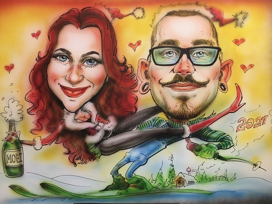 карикатурист професионалист рисува по снимки и натура