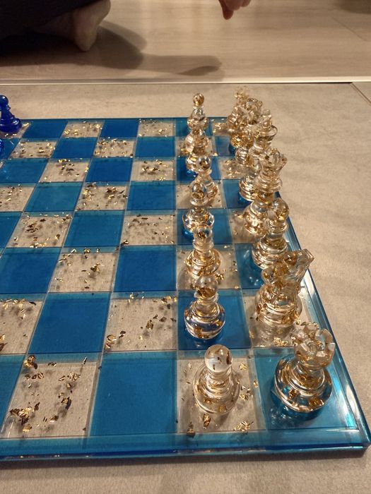 Placa sah+piese foita de aur | CADOU inedit, unic