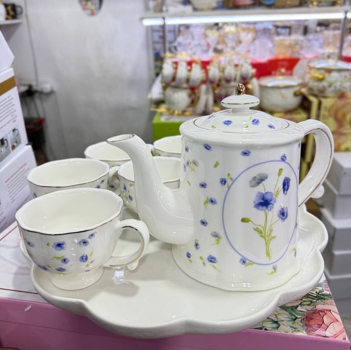 Чайный сервиз с цветочным узором, премиум набор