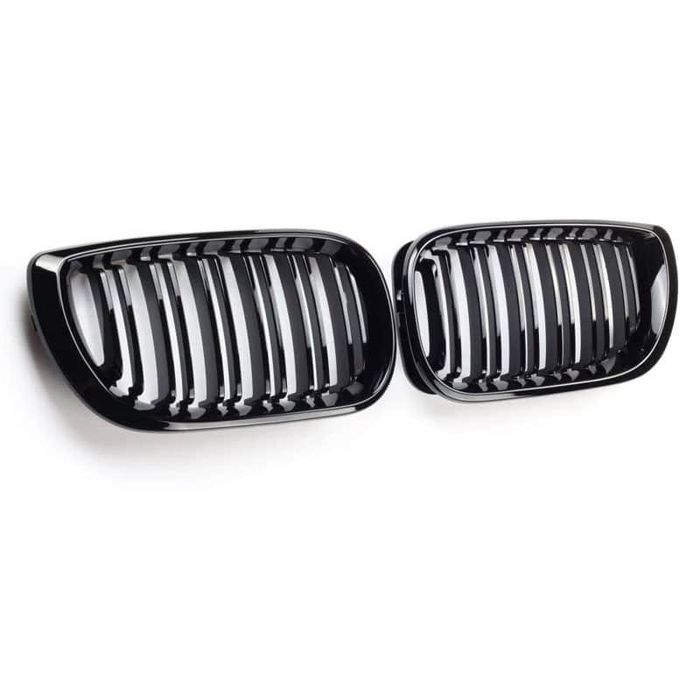 Grile centrale duble compatibile cu BMW seria 3 e46 Coupe (2002-2005) negru lucios