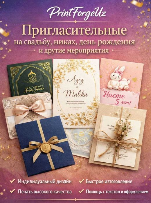 Пригласительные на свадьбу,дни рождения,никах