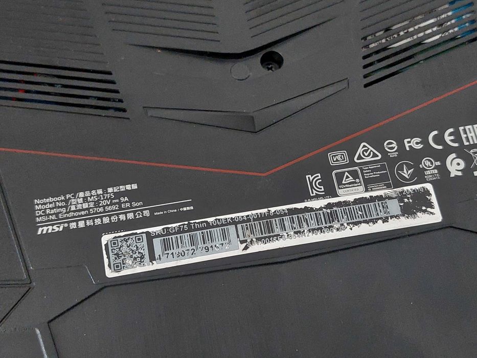 32GB RAM RTX 3060 Core i7-10750H 17.3" FULL HD 144hz IPS геймърски лаптоп MSI GF75 Thin