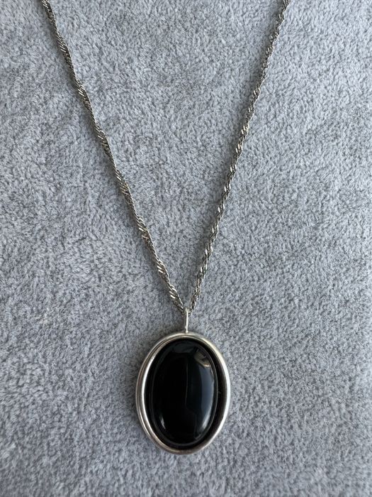 Pandantiv si lant argint-onix cabochon