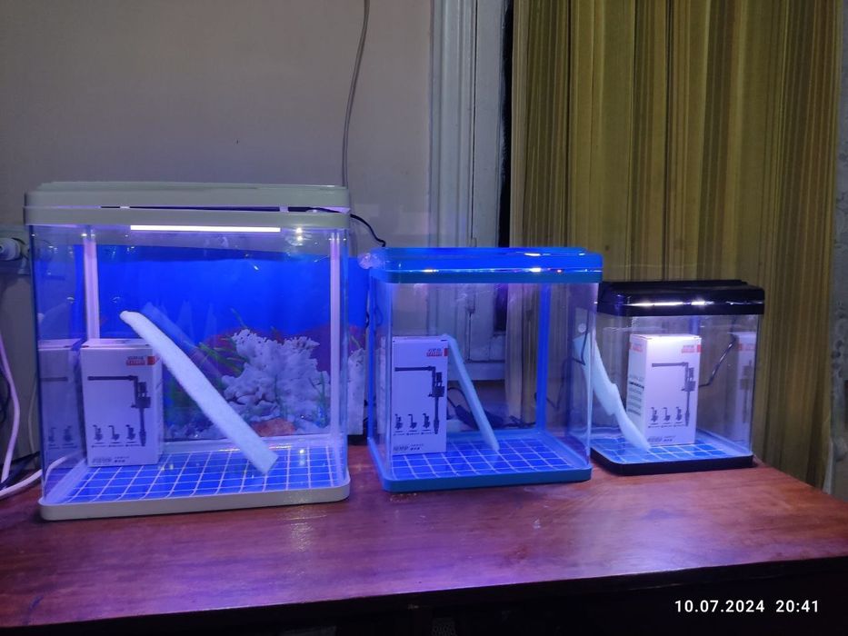 Аквариум комплект с фильтром и лампой всех цветов от 10 до 60 литров