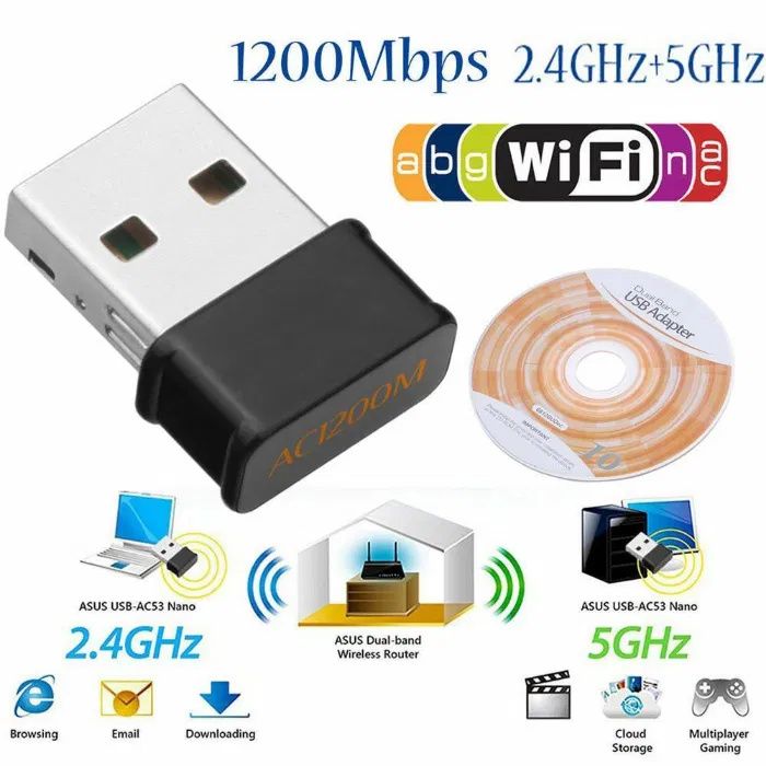 Conexiune super Wireless Dual Band 1200Mbps 802.11AC USB Wifi! Nou!