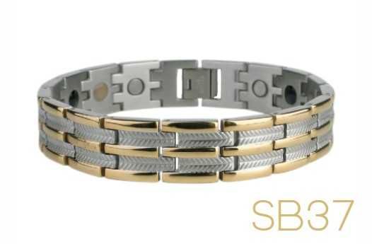 Стилна мъжка гривна с магнити, германий, турмалин и инфраред