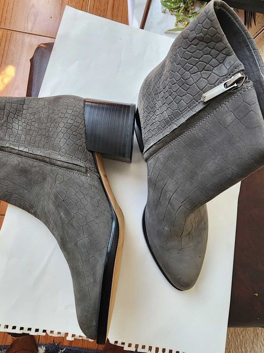 Botine Sam Edelman Joey din piele, gri oțel. Raport Excelent Calitate-Preț!