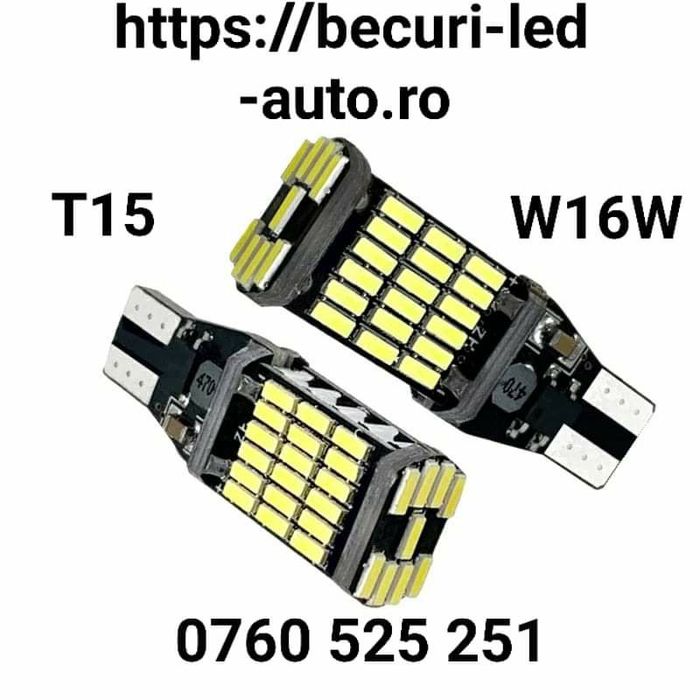Bec Led T15-W16W/4014 Lumina Alb-Rece Sau Rosie Pe Bec(Can-Bus 100%)