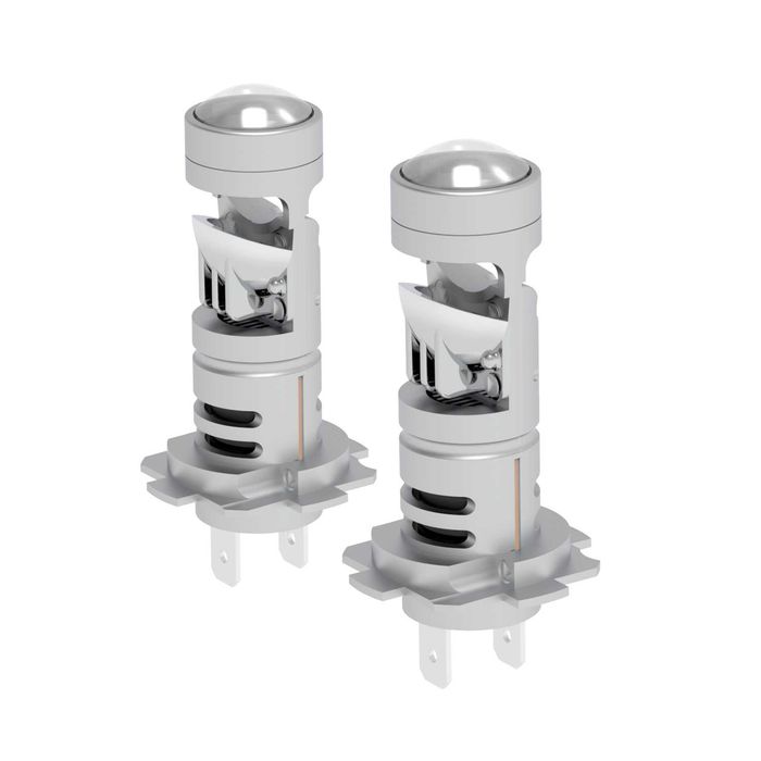 Комплект 2 LED крушки с лупа и вентилатор V8T, Plug and Play, H7, H4, 9005-HB3, 9000 Lm, 12V, 2 x 40W, 6500К, CSP LED чип