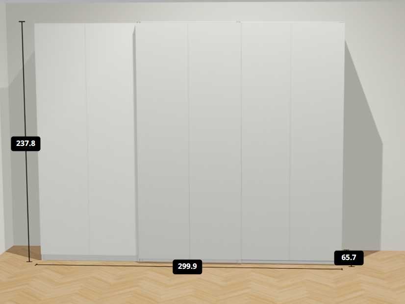 Dulap / dressing Ikea Pax, alb,  300x66x238 cm