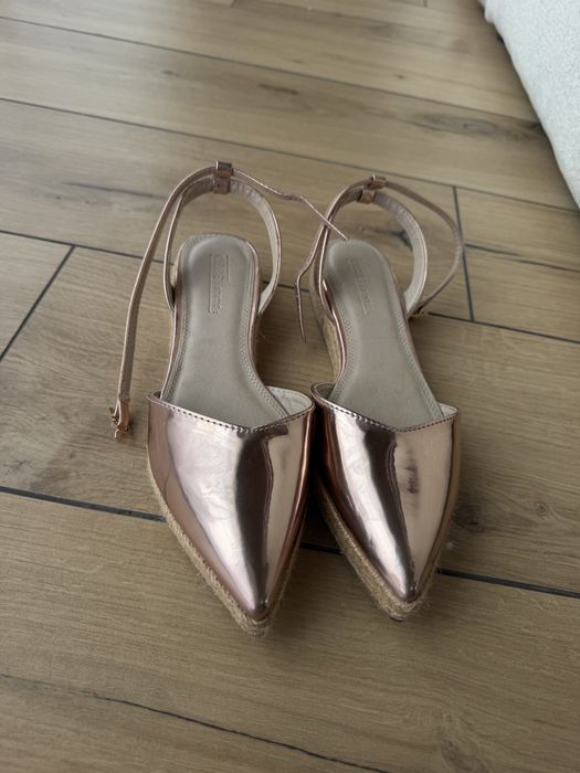 Sandale elegante rose gold cu impletituri - 38
