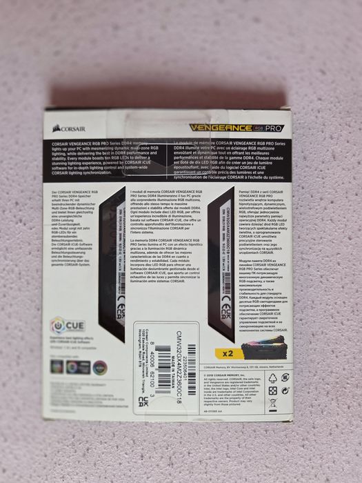 Memorie RAM Corsair Vergeance PRO rgb 32GB DDR4(2X16GB),3600mhz