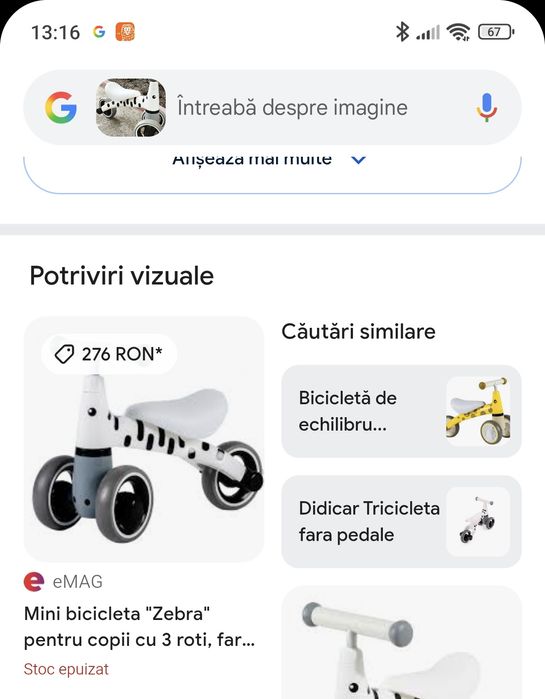 Mini bicicleta "Zebra" pentru copii cu 3 roti, fara pedale