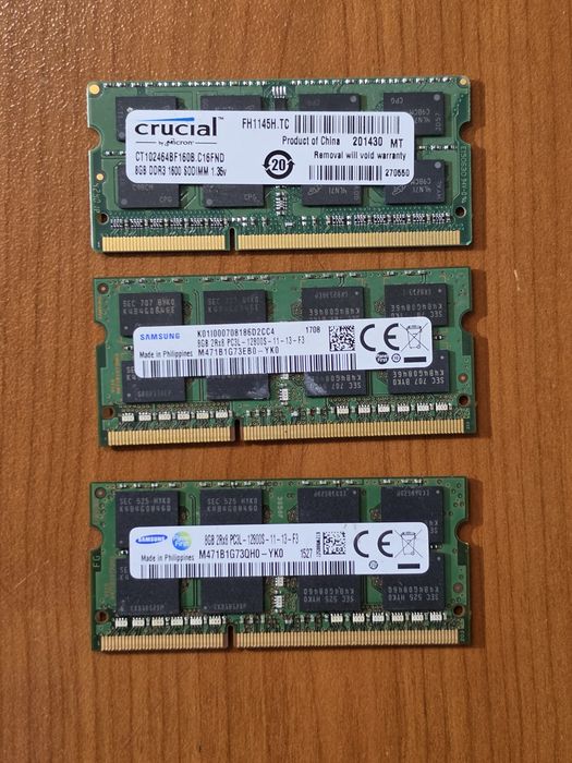 Ram ddr3 за лаптоп по 8gb всяка.