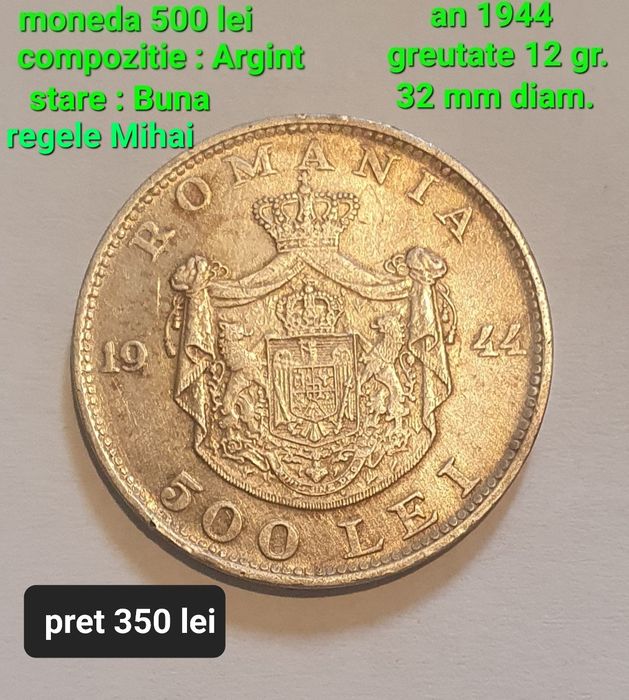Monezi 500 lei/argint si 100 lei