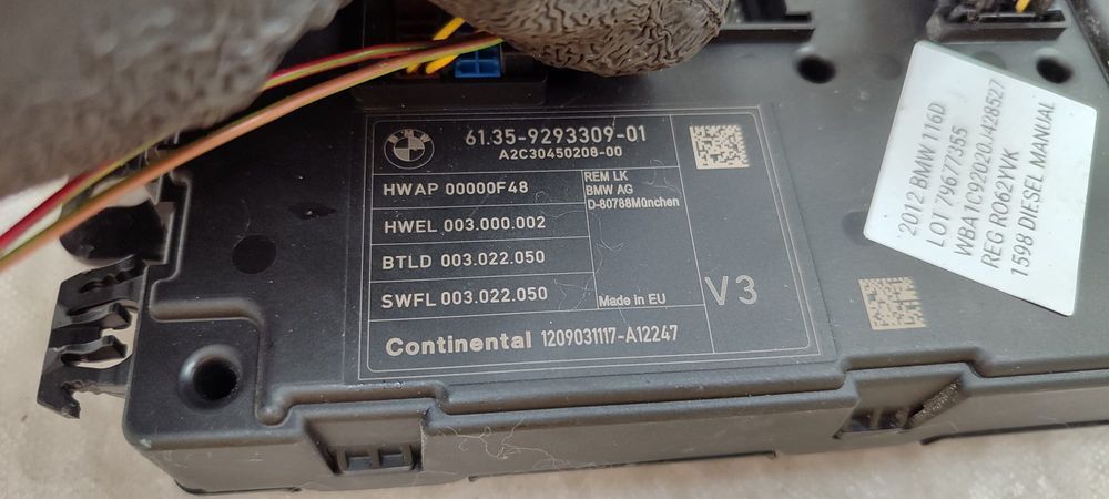 MODUL BCM / CONFORT (REM - REAR ELECTRONIC MODULE) BMW 1 SERIES 116D 2011–2015 COD OEM 61.35-9293309-01 / 9293309 / A2C30450208 (5E2)