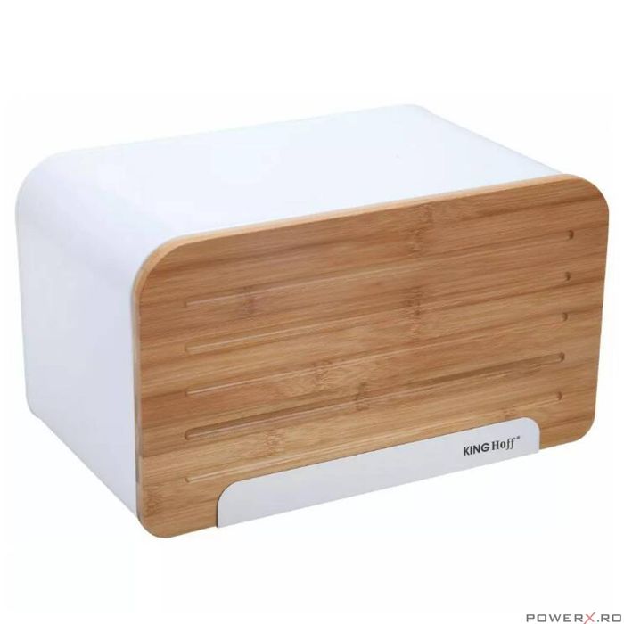 Cutie pentru paine, din oțel-bambus, alb, KingHoff