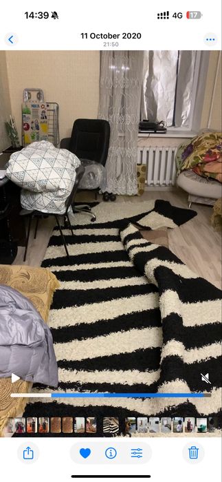 Ковер черно белый, большой, бу