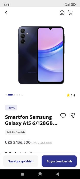 Samsung a15 Holati yangi