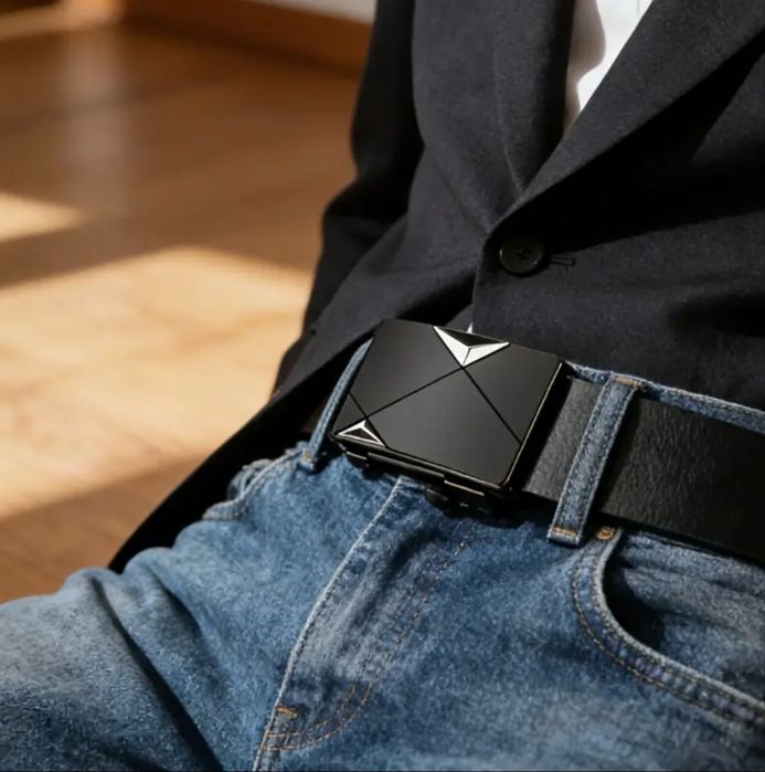 Мъжки официални колани с автоматична катарама/Естествена гланцова кожа