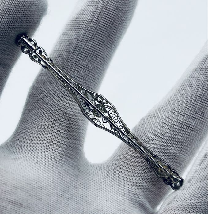 Златна винтидж брожка 18к злато с диаманти