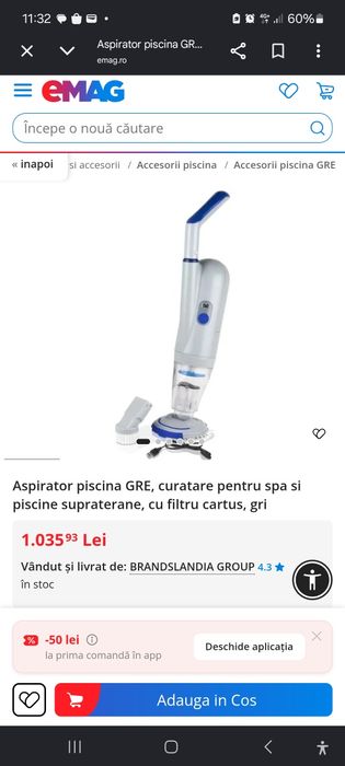 Aspirator   de piscina  super vac se incarca la priza