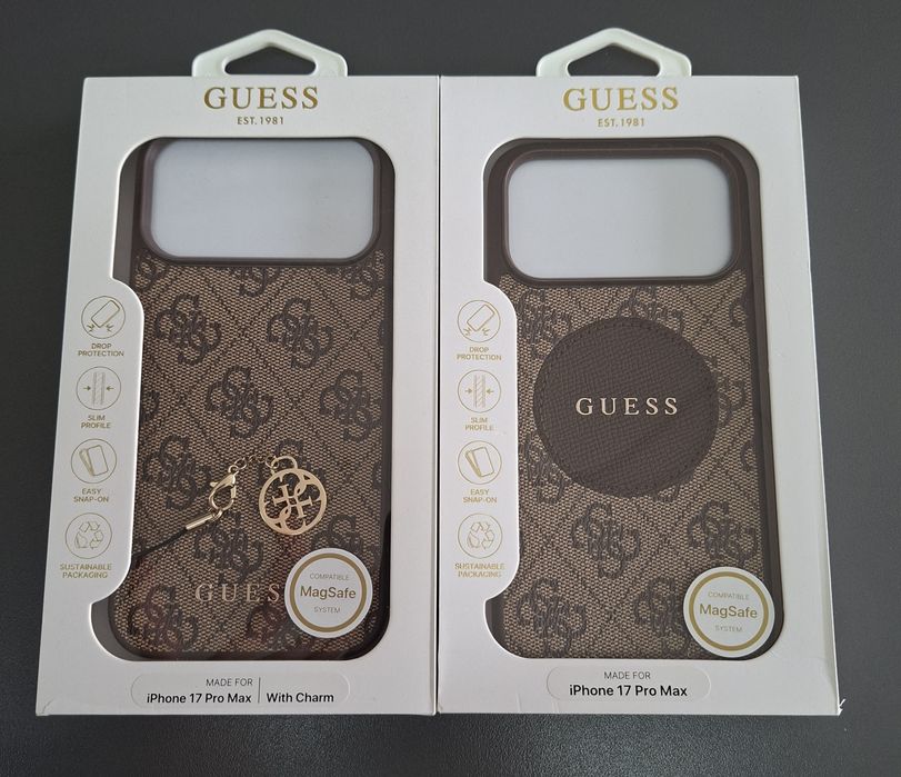 Оригинален кейс Guess за iPhone 17 Pro Max метално лого силикон