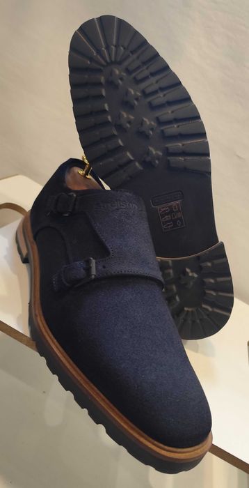 Pantofi monk 44 44.5 45 premium Strellson NOI piele naturala moal navy