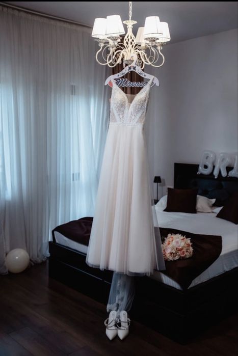 Rochie Mireasa (marimea XS , lunga ) puls voal la pachet