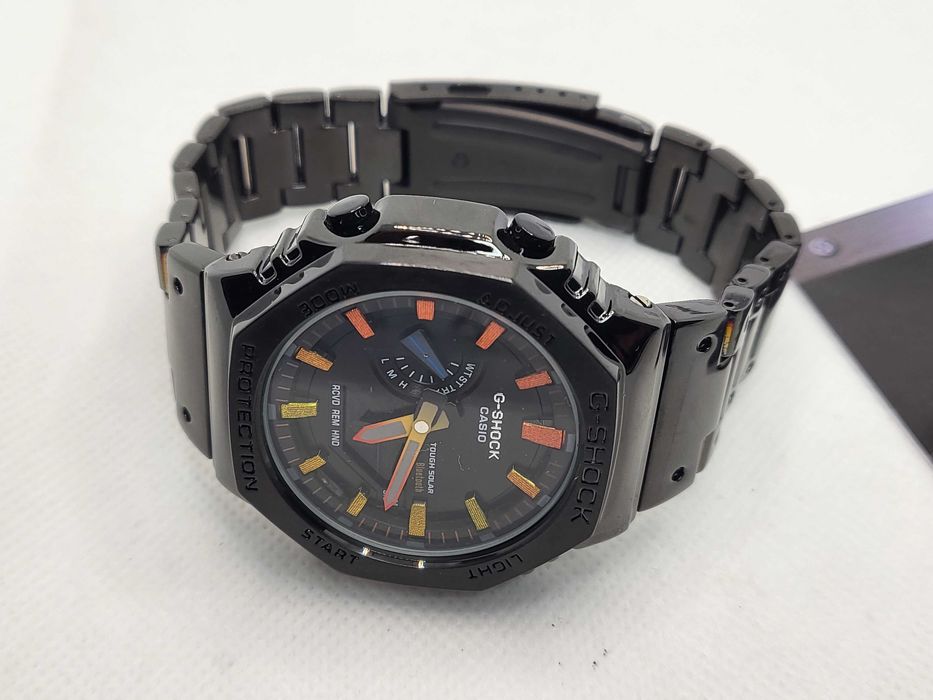 Ceas Casio g shock Metal GM B2110d Silver Orange Nou,Garantie 2 ani